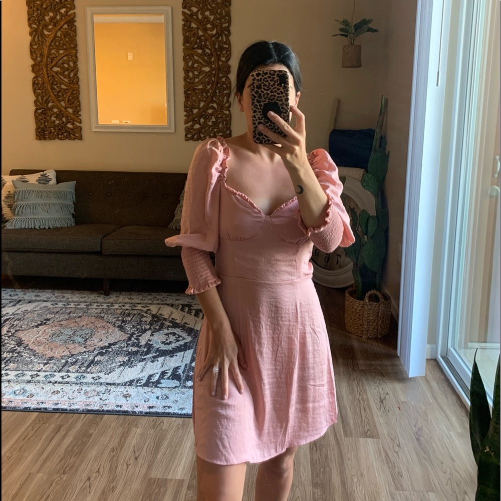 Pink Smocked Satin dress!!